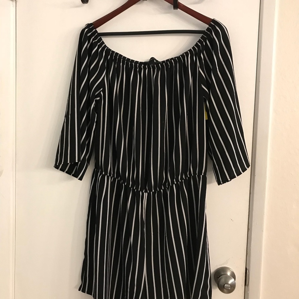Forever 21 black and white striped romper